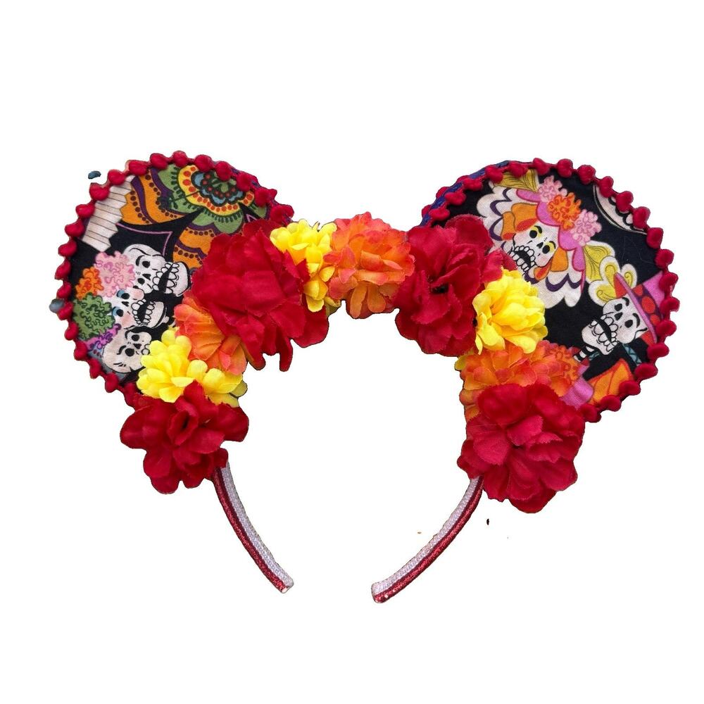 Dia De Los Muertos Mouse Ears Girls Women Floral EUC Headband
